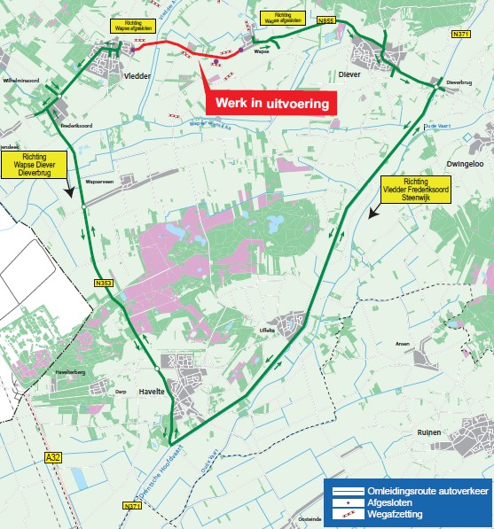 Omleidingsroute N855 via Havelte